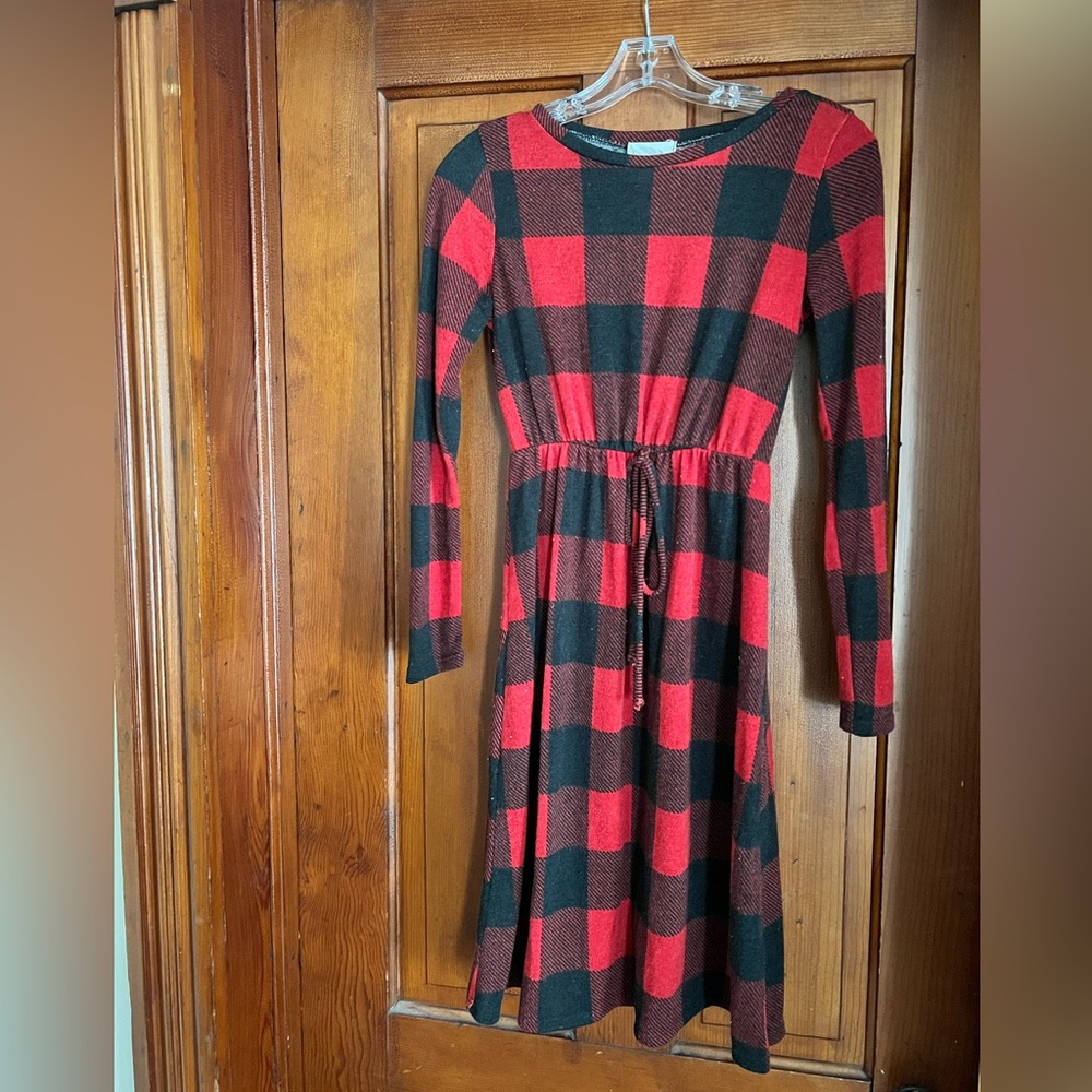 Small Buffalo Plaid Sweater Dress